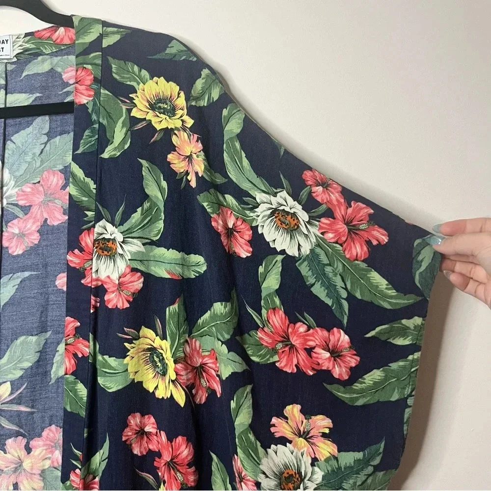 ARITZIA SUNDAY BEST Aitken Tropical Beachy Boho Flowy Longlined Open Kimono